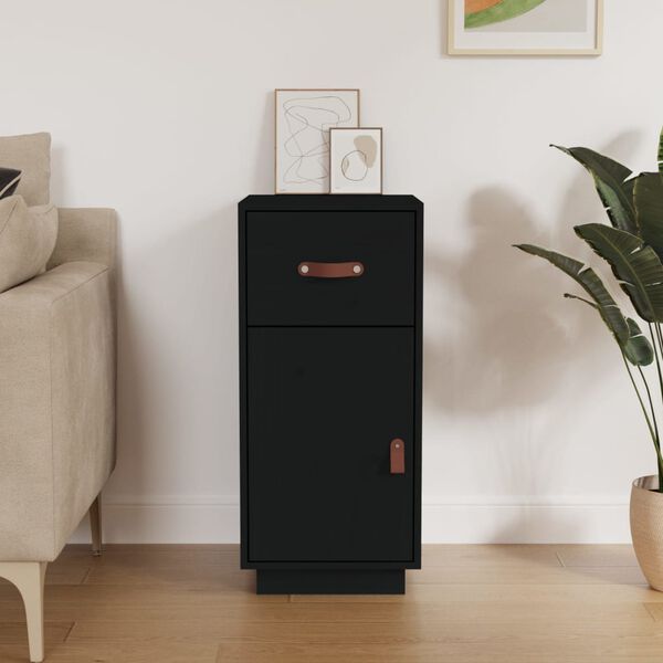 vidaXL Aparador de madera maciza de pino negro 34x40x75 cm