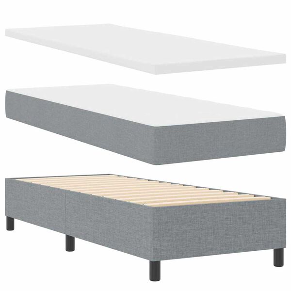 vidaXL Cama tipo Box Spring con cabecera Gris Claro 80 x 200 cm tela