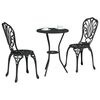 vidaXL Juego Bistro de Jard&iacute;n 3 pcs Negro Aluminio