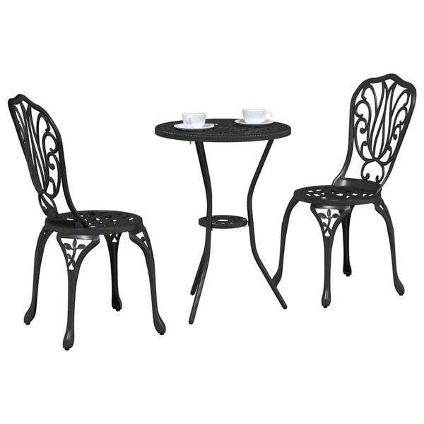 vidaXL Juego Bistro de Jard&iacute;n 3 pcs Negro Aluminio