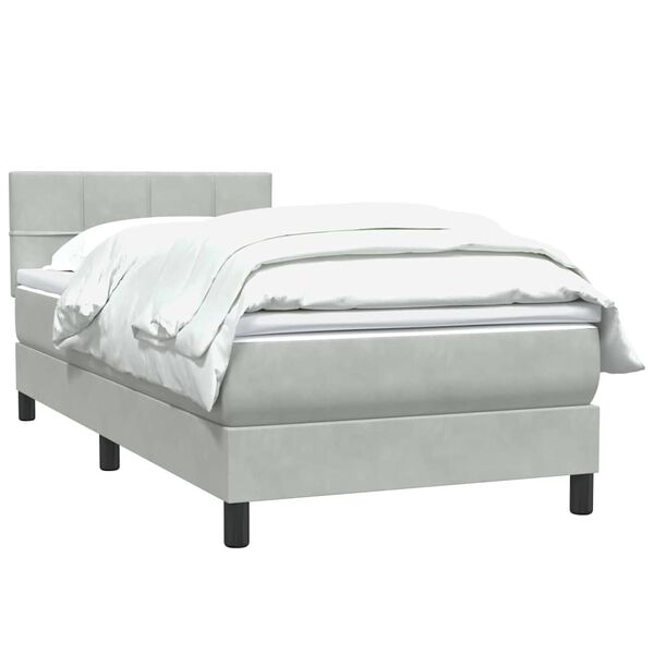 vidaXL Cama box spring con colch&oacute;n terciopelo gris claro 80x210 cm