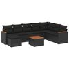 vidaXL Set de sof&aacute;s de jard&iacute;n 8 piezas y cojines rat&aacute;n sint&eacute;tico negro
