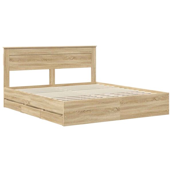 vidaXL Estructura de cama Roble Sonoma 180 x 200 cm Madera Ingenieril