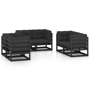 vidaXL Juego de muebles de jard&iacute;n 6 pzas y cojines madera pino maciza