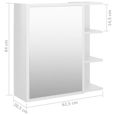 vidaXL Armario espejo baño contrachapada blanco brillo 80x20,5x64 cm