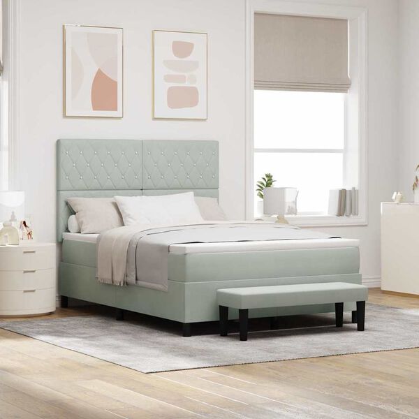 vidaXL Cama tipo Box Spring Gris claro 160 x 200 cm Terciopelo
