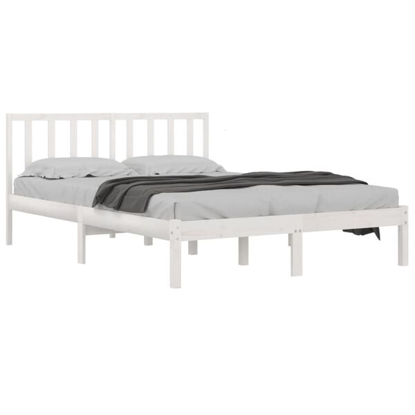 vidaXL Estructura de cama madera maciza blanco Super King 180x200 cm