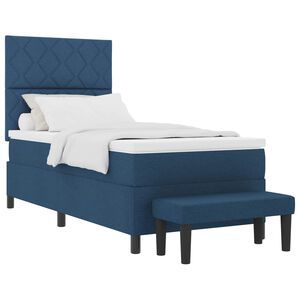 vidaXL Cama tipo Box Spring con cabecera Azul 100 x 200 cm tela