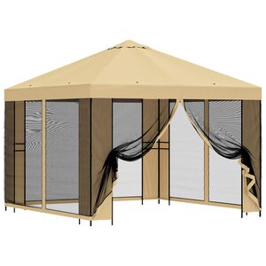 vidaXL Gazebo de jard&iacute;n con paredes laterales 3 x 3 m Crema