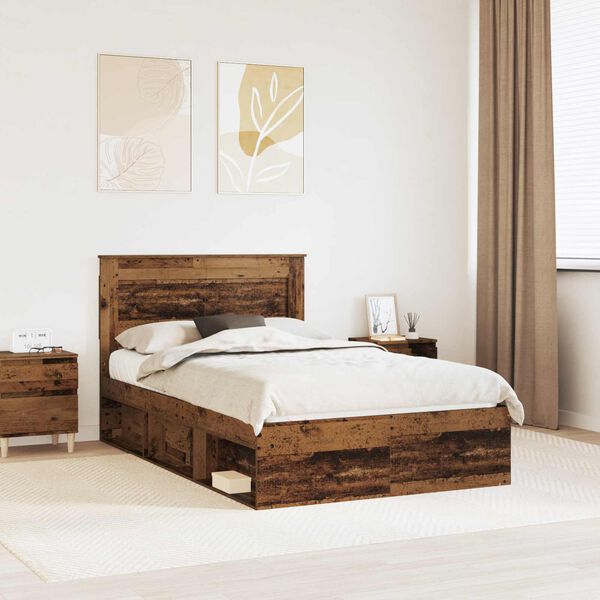 vidaXL Estructura de cama con cabecera Madera vieja 120 x 200 cm