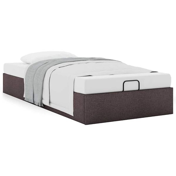 vidaXL Estructura cama otomana sin colch&oacute;n tela marr&oacute;n oscuro 80x200cm