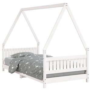 vidaXL Estructura de cama para ni&ntilde;os madera de pino blanco 90x190 cm