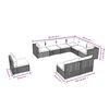 vidaXL Set muebles de jard&iacute;n 9 piezas y cojines rat&aacute;n sint&eacute;tico marr&oacute;n