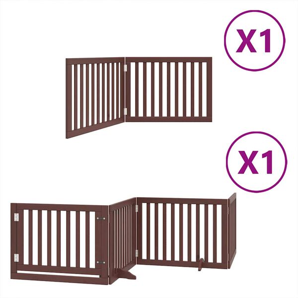 vidaXL Puerta de perros plegable 6 paneles madera &aacute;lamo marr&oacute;n 480 cm
