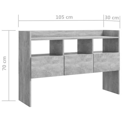 vidaXL Aparador de madera contrachapada gris hormigón 105x30x70 cm