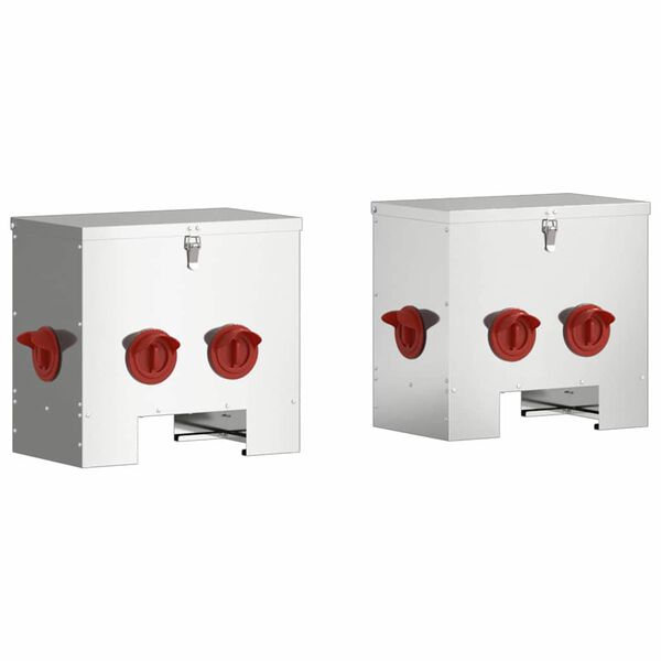 vidaXL Comedero para pollos 2 pcs Plateado 40,5 x 25 x 38 cm