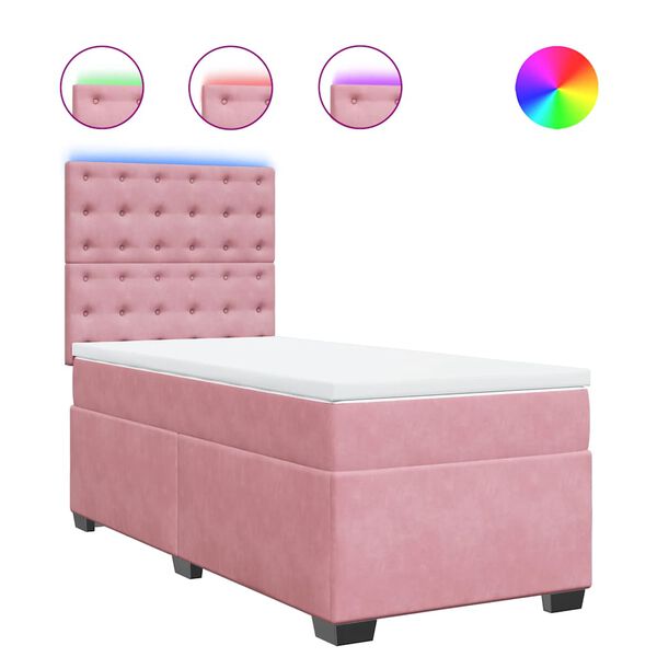 vidaXL Cama box spring con colch&oacute;n terciopelo rosa 90x190 cm