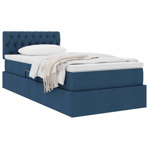 vidaXL Cama con almacenamiento y colch&oacute;n con colch&oacute;n Azul 90 x 200 cm