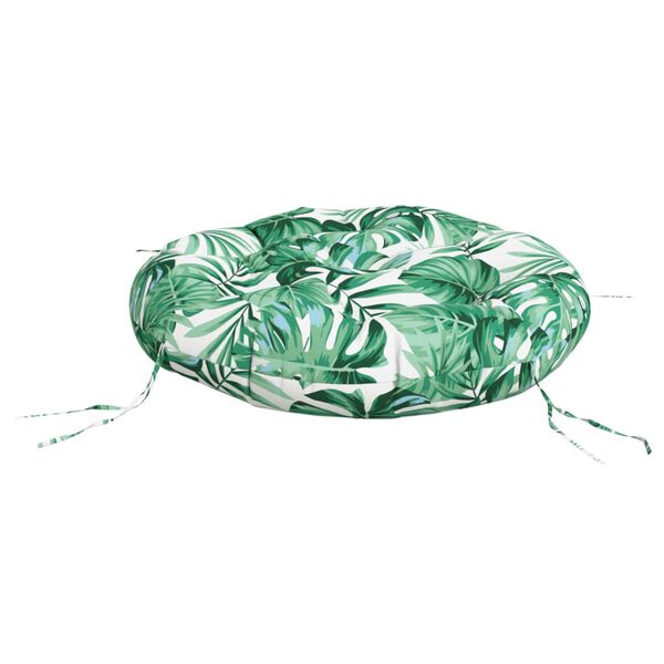 vidaXL Coj&iacute;n redondo tela Oxford estampado de hojas &Oslash; 60x11 cm