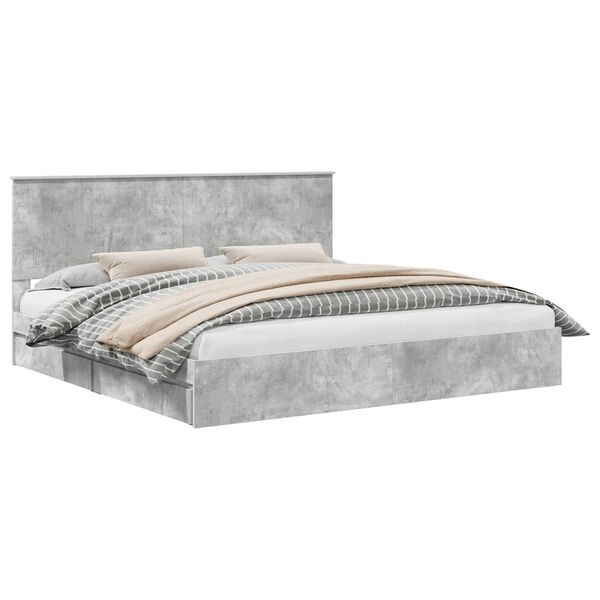 vidaXL Cama con almacenamiento con cabecera Gris Concreto 200 x 200 cm
