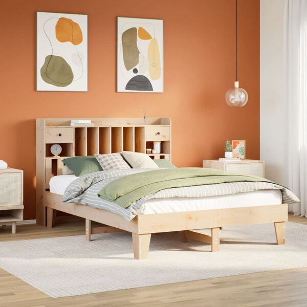 vidaXL Estructura de cama sin colch&oacute;n madera maciza de pino 140x190 cm