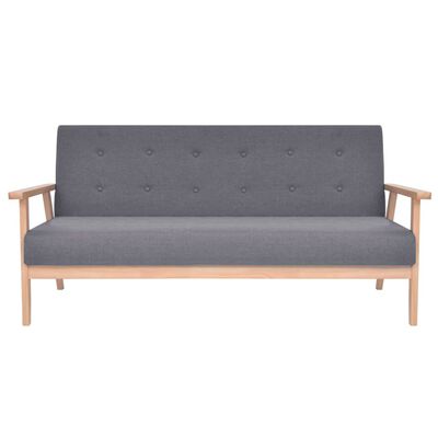 vidaXL Juego de sofás de tela de 3 piezas color gris oscuro