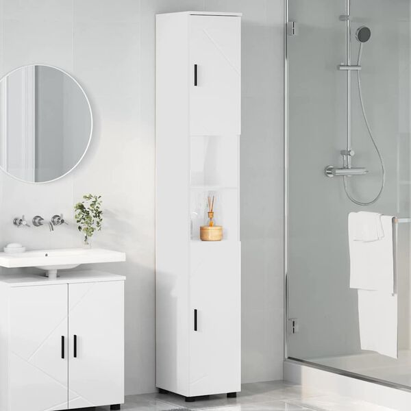 vidaXL Gabinete de Ba&ntilde;o con almacenamiento brillante 30 x 35 x 192 cm