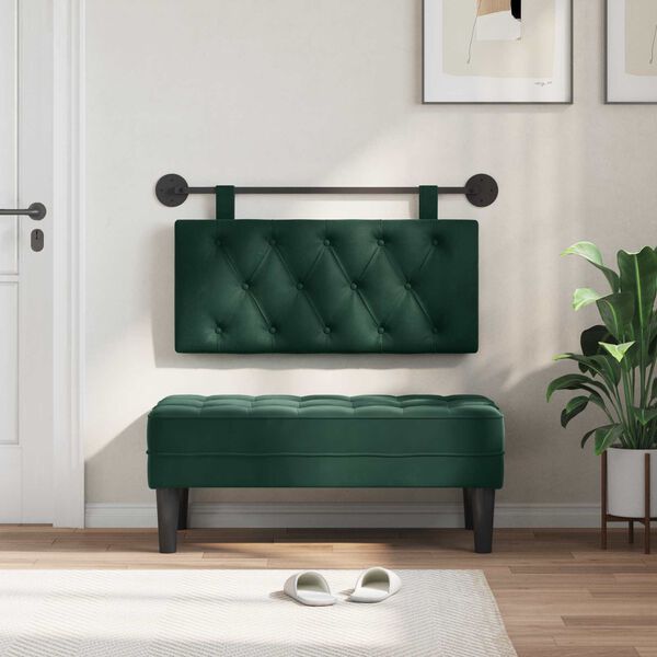 vidaXL Cabecera Colgante Verde oscuro 90 x 55 x 7 cm Terciopelo