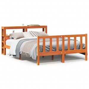 vidaXL Estructura cama con cabecero madera pino marr&oacute;n cera 150x200 cm