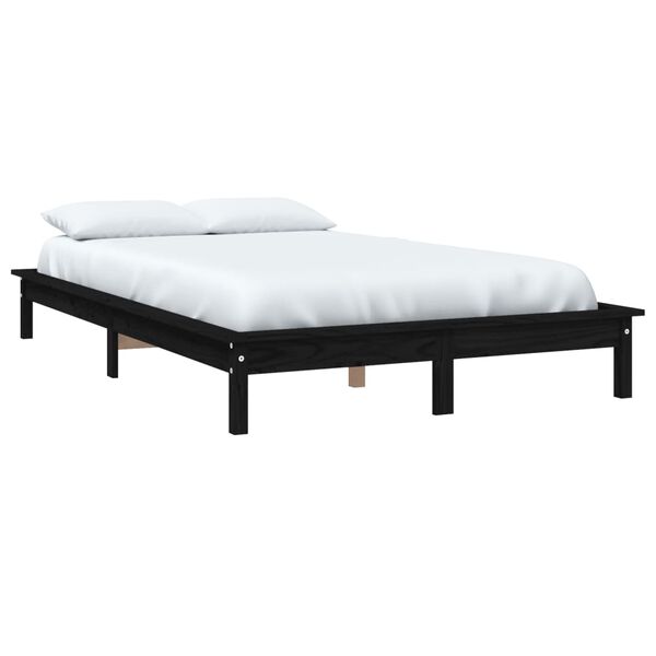 vidaXL Estructura de cama de madera maciza de pino negro 160x200 cm