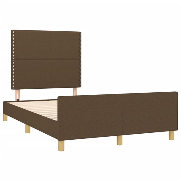 vidaXL Estructura de cama sin colch&oacute;n tela marr&oacute;n oscuro 120x190 cm