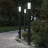 vidaXL Balizas de luz con sensor y tomacorriente, 3 unidades, 110 cm, acero inoxidable, IP44
