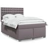 vidaXL Cama box spring con colch&oacute;n cuero sint&eacute;tico gris 160x200 cm