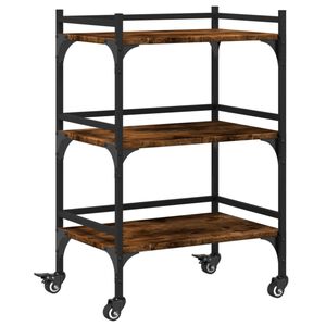 vidaXL Carrito de cocina madera ingenier&iacute;a roble ahumado 50x35x75,5 cm