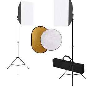 vidaXL Kit de estudio fotogr&aacute;fico con luces softbox y reflector