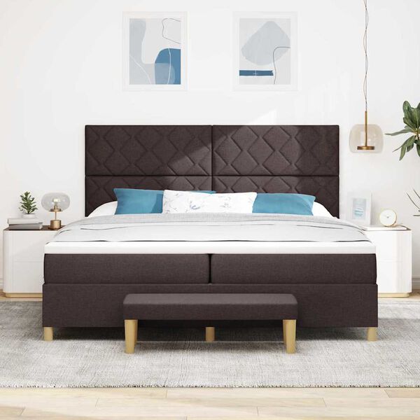 vidaXL Cama tipo Box Spring Marr&oacute;n Oscuro 200 x 200 cm tela