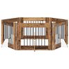 vidaXL Puerta de perro con soportes 6 pcs Madera envejecida 80 x 60 cm