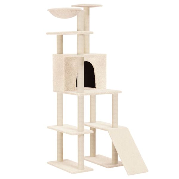 vidaXL Rascador para gatos con postes de sisal crema 166 cm