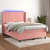 vidaXL Cama box spring colch&oacute;n y LED terciopelo rosa 140x200 cm