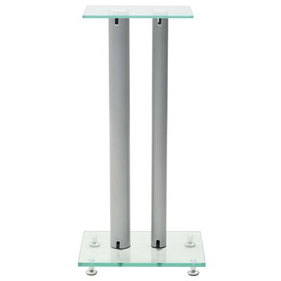 vidaXL Soportes altavoz vidrio templado diseño 2 pilares plata 2 uds