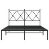 vidaXL Estructura cama sin colch&oacute;n con cabecero metal negro 120x190 cm