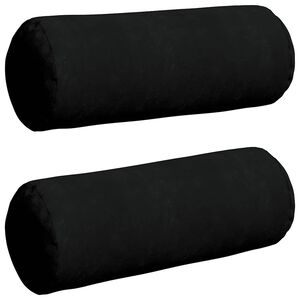 vidaXL Cojines Bolster 2 pcs Negro &Oslash; 25 x 70 cm Tela de microfibra