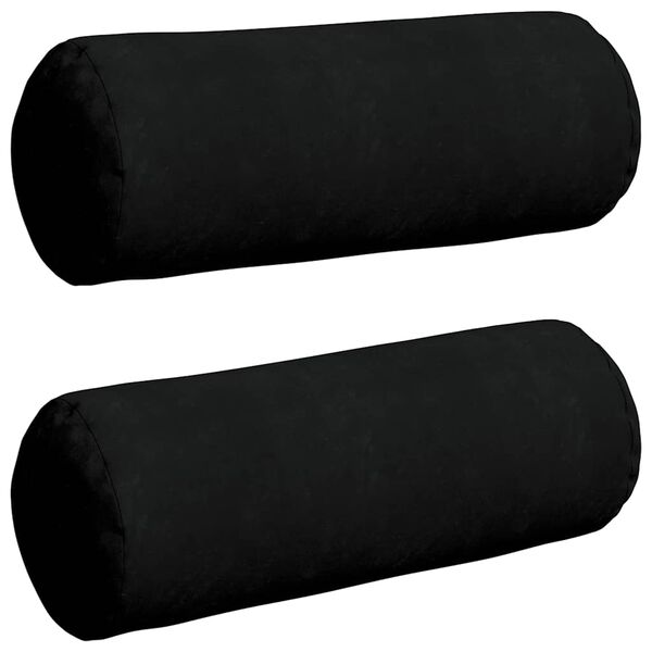 vidaXL Cojines Bolster 2 pcs Negro Ø 25 x 70 cm Tela de microfibra