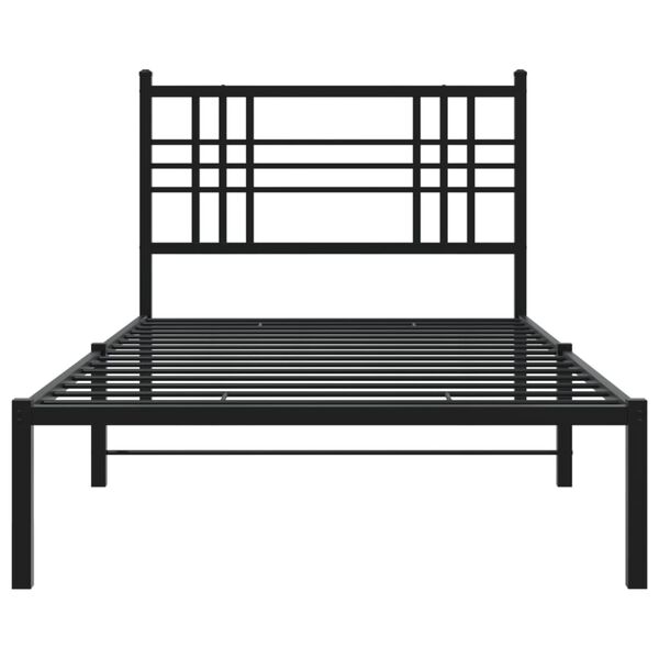 vidaXL Estructura cama sin colch&oacute;n con cabecero metal negro 107x203 cm