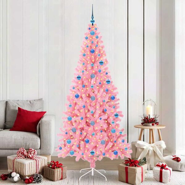 vidaXL &Aacute;rbol de Navidad con 300 LED con soporte Rosa 210 cm PVC