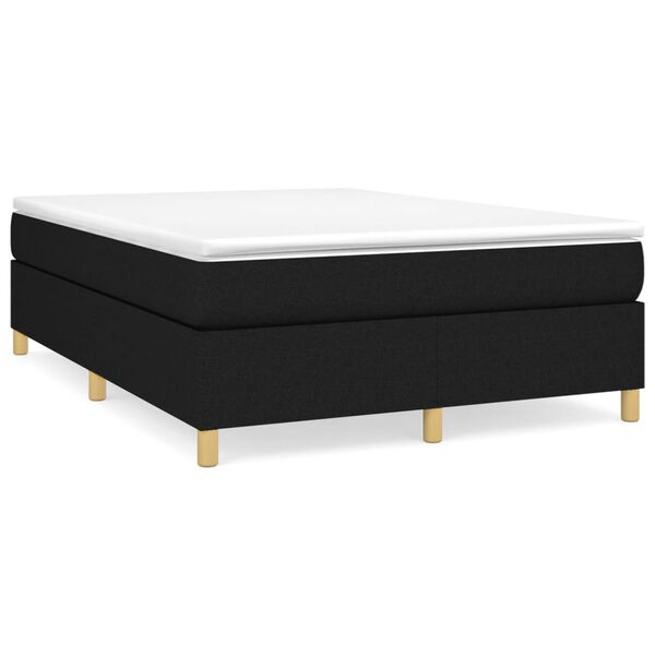 vidaXL Cama box spring con colch&oacute;n tela negro 140x200 cm
