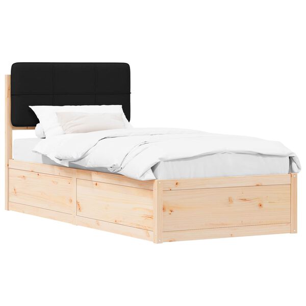 vidaXL Estructura de Cama con Cabecera Tapizada Negro 90 x 190 cm