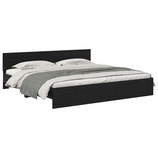 vidaXL Estructura de cama con cabecera Roble Negro 200 x 200 cm