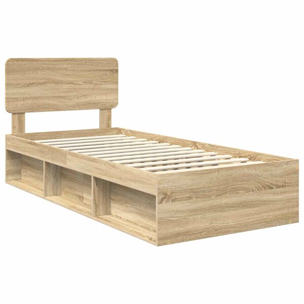 vidaXL Estructura de cama con cabecera Roble Sonoma 90 x 200 cm