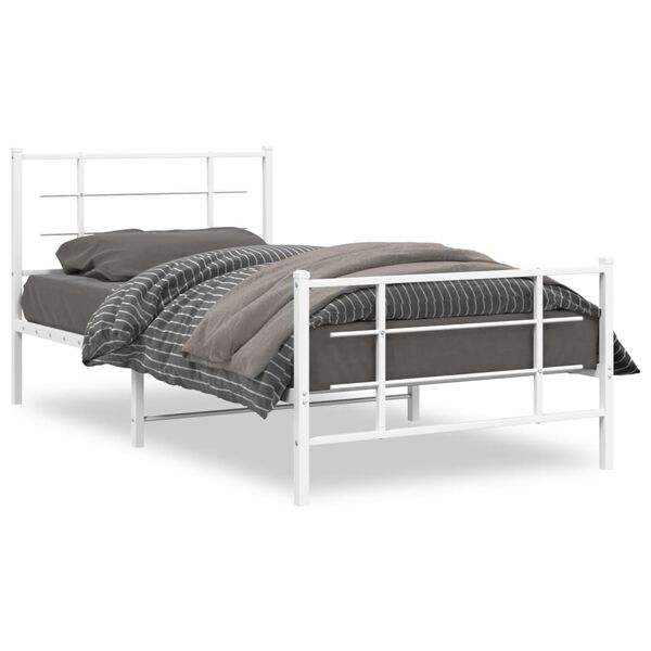 vidaXL Estructura cama sin colch&oacute;n con estribo metal blanco 107x203 cm